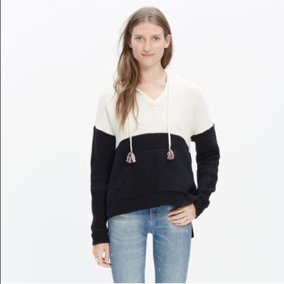 Madewell Sweaters - Madewell Color Block Sweater Waffle Hoodie Size XL